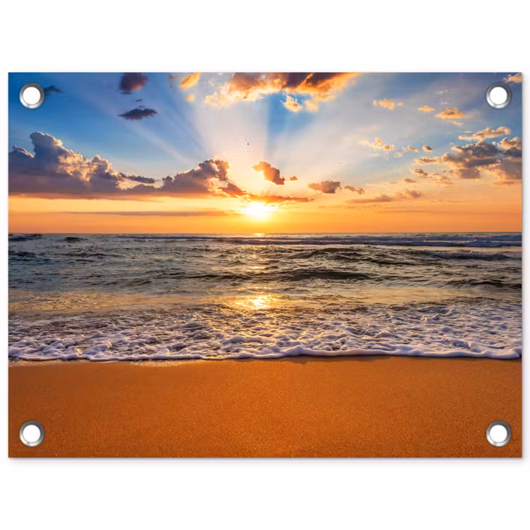 Tuinposter - Strand - Zonsondergang - Zee - Wolken - Horizon — 1