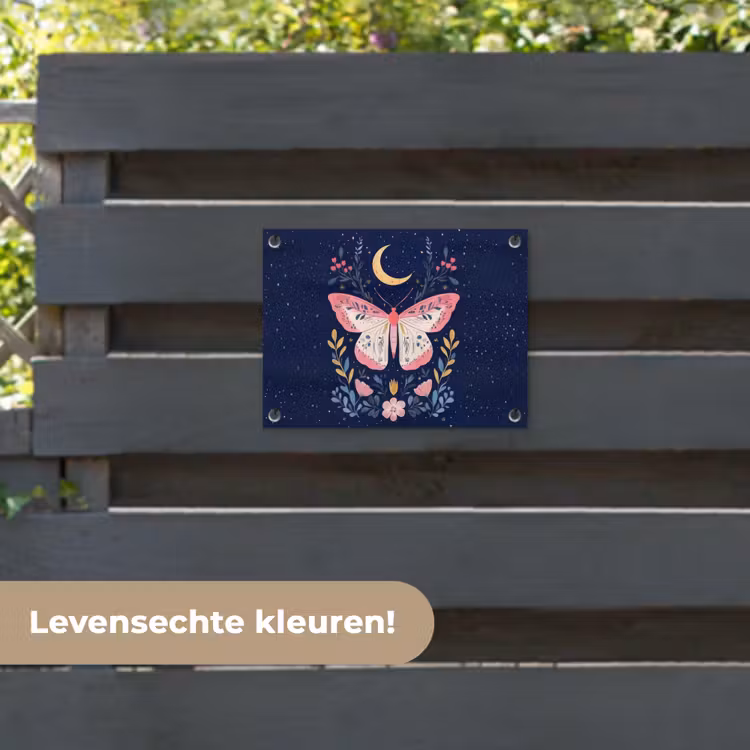 Tuinposter - Vlinder - Maan - Bloemen - Sterrenhemel — 6