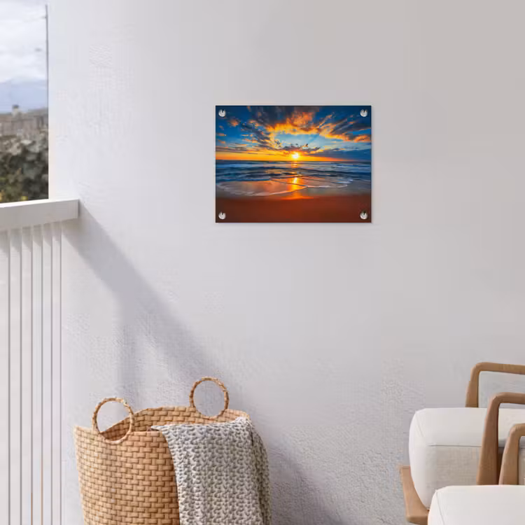 Tuinposter - Zee - Zonsondergang - Strand - Wolken - Oranje — 5