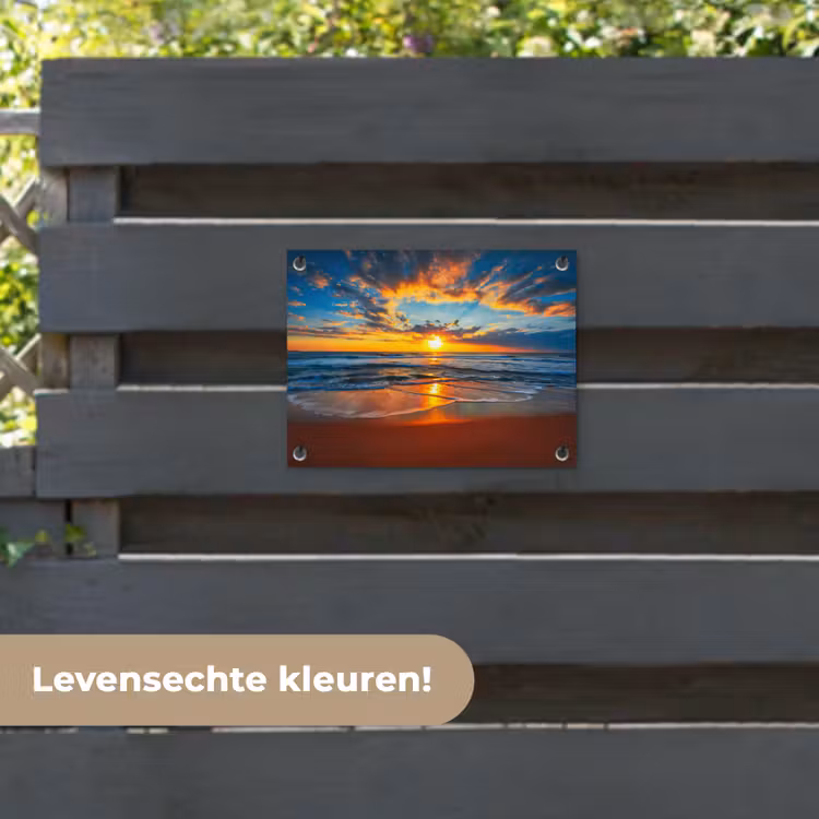 Tuinposter - Zee - Zonsondergang - Strand - Wolken - Oranje — 6