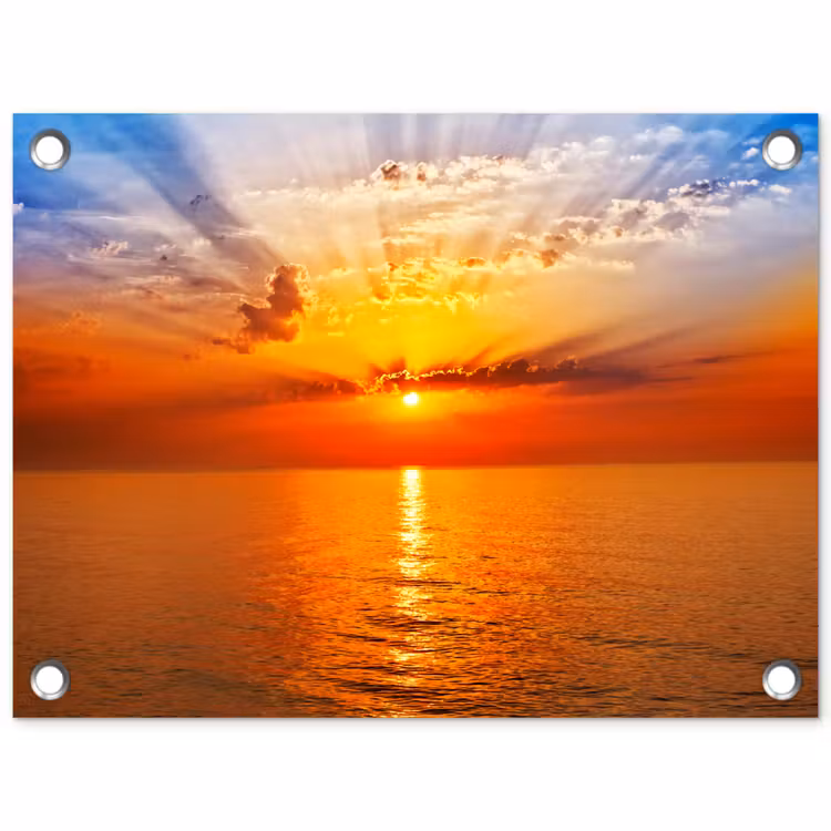 Tuinposter - Zonsondergang - Zee - Lucht - Oranje - Horizon - Water — 1