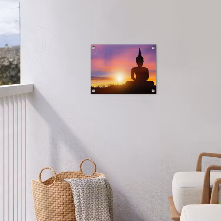 Tuinposter - Zonsondergang - Horizon - Boeddha beeld - Buddha - Silhouette — 5