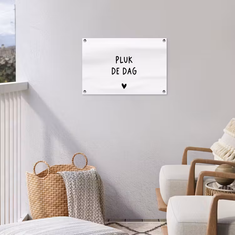 Tuinposter - Quotes - Pluk de dag - Tekst - Zwart wit - Hartje — 5