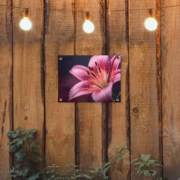 Tuinposter - Roze - lelie - Dauwdruppels — 3