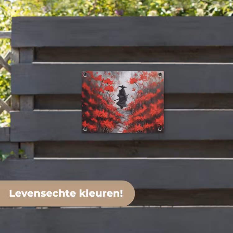 Tuinposter - Rode bloemen - mistig - Man — 6