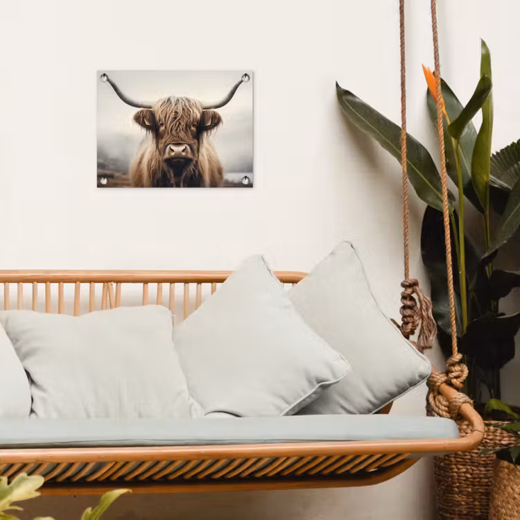 Tuinposter - Schotse hooglander - Hoorns - Landschap — 4