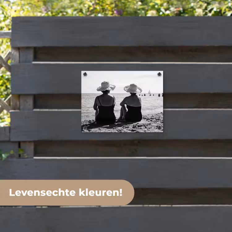Tuinposter - Vrouwen - Zonnehoed - Strand - Zwart - Wit — 6