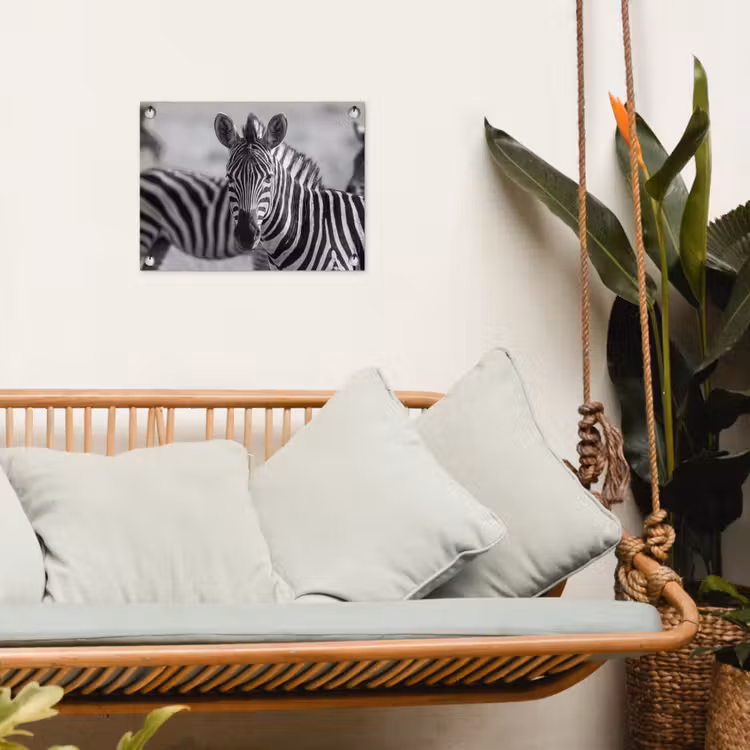 Tuinposter - Zebra's - Zwart - Wit — 4