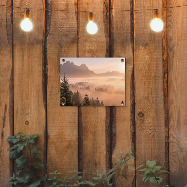 Tuinposter - Zonlicht - Mist - Bergen - Bomen — 2