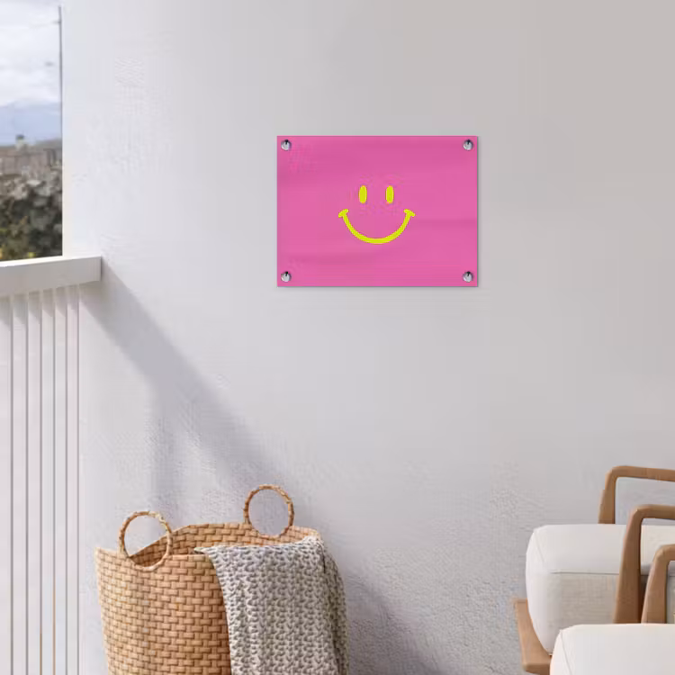 Tuinposter - Smiley - Vrolijk - Roze — 5
