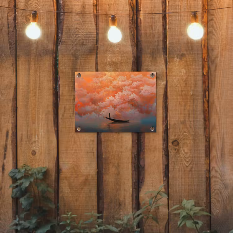 Tuinposter - Zee - Boot - Wolken - Oranje — 3