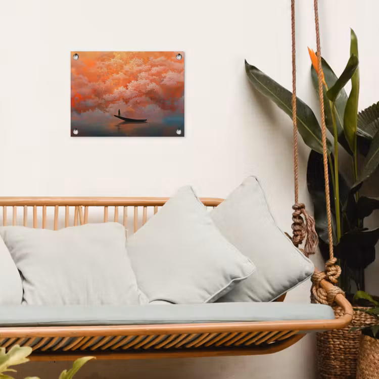 Tuinposter - Zee - Boot - Wolken - Oranje — 4