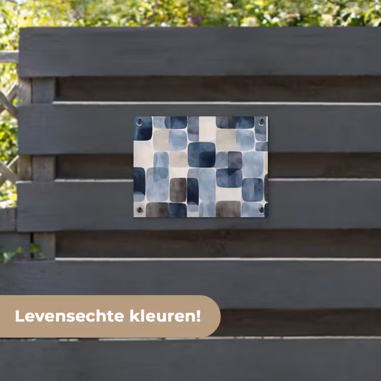 Tuinposter - Patroon - Blauw - Vierkanten — 6
