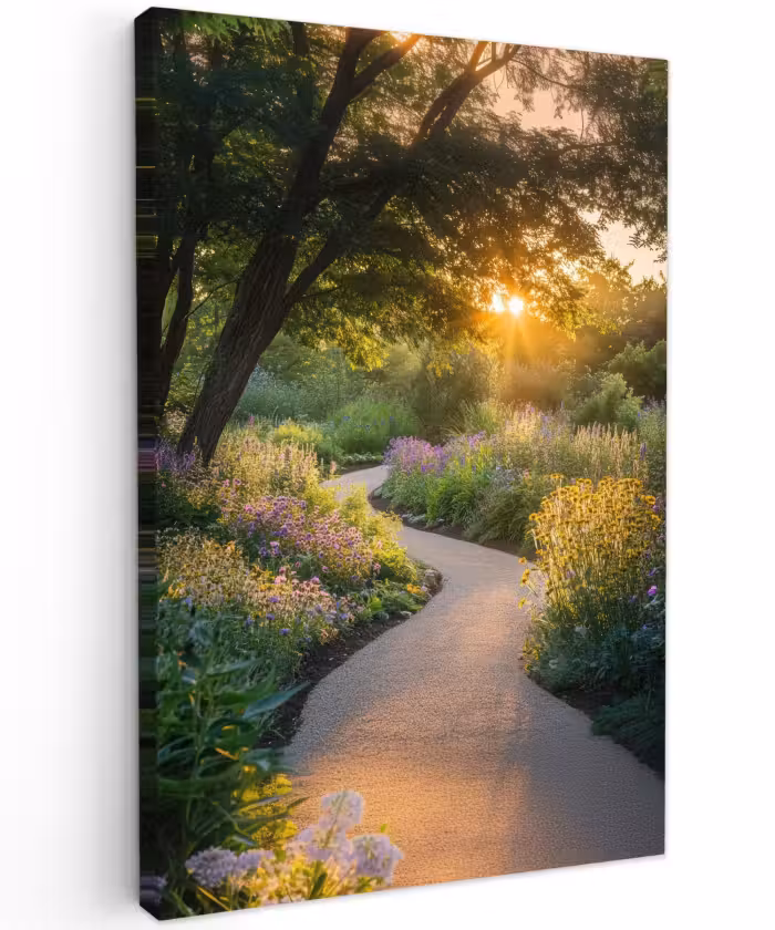 Buiten canvas - Pad - Bloemen - Park