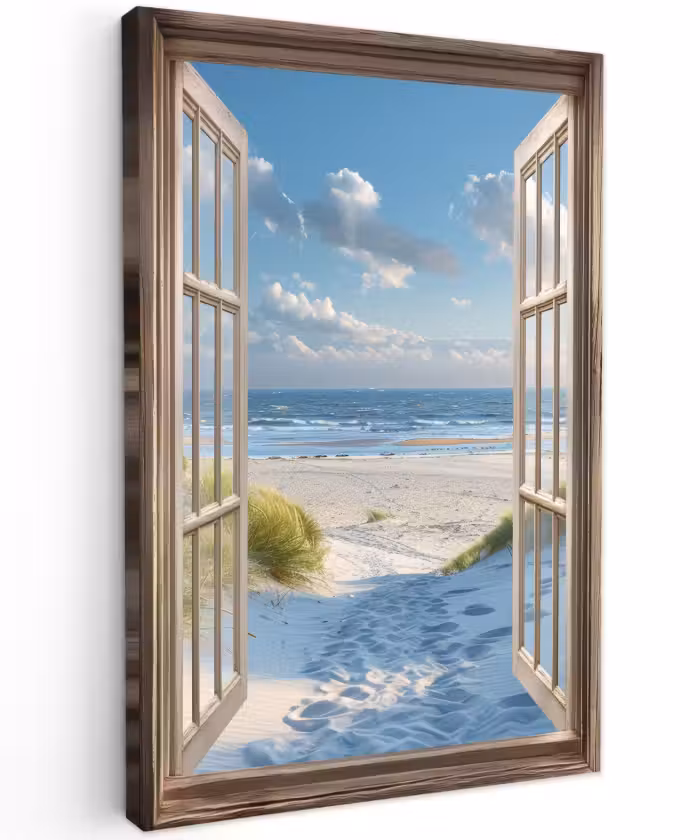 Buiten canvas - Doorkijk - Strand - Raam - Duinen - Zee