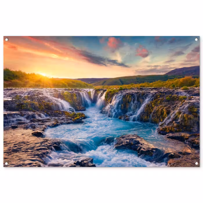 Tuinposter - Watervallen in de Ochtendgloren