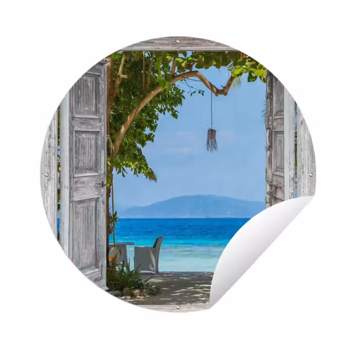 Tuinposter - Strand - Tropisch - Zee - Doorkijk