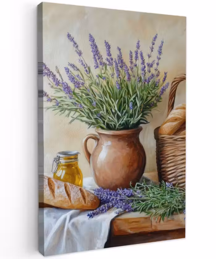 Buiten canvas - Lavendel - Brood - Stilleven