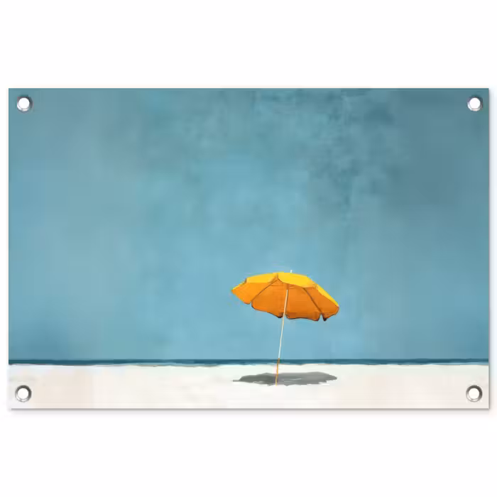 Tuinposter - Parasol - Geel - Strand - Zee