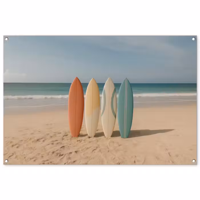 Tuinposter - - Strand - Surfbord - Pastel