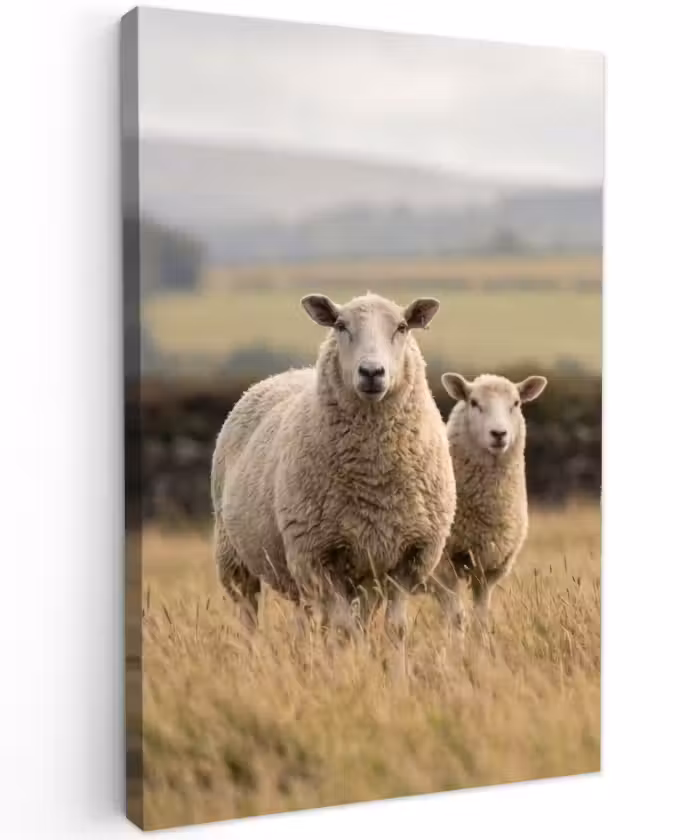 Buiten canvas - Schapen - Weidenlandschap - Heuvels