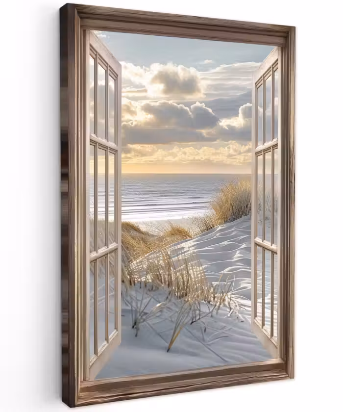 Buiten canvas - Doorkijk - Strand - Duinen - Zee - Natuur
