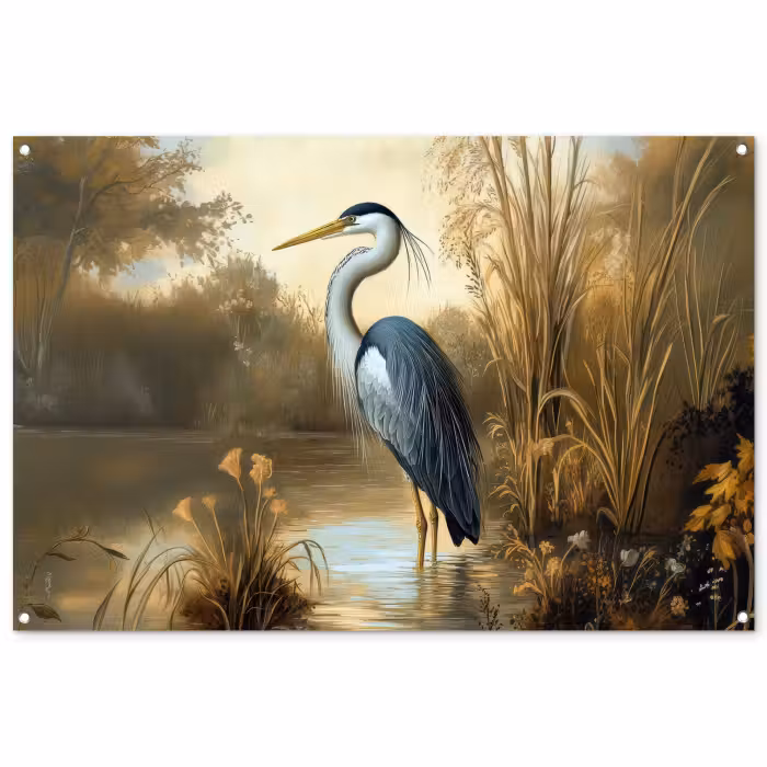 Tuinposter - Reiger - Water - Planten