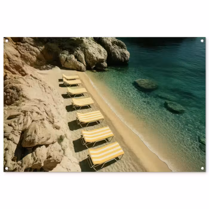 Tuinposter - - Strandbedden - Zee - Stenen - Baai