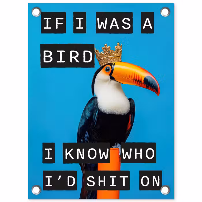 Tuinposter - Vogel - Toekan - Blauw - Quotes
