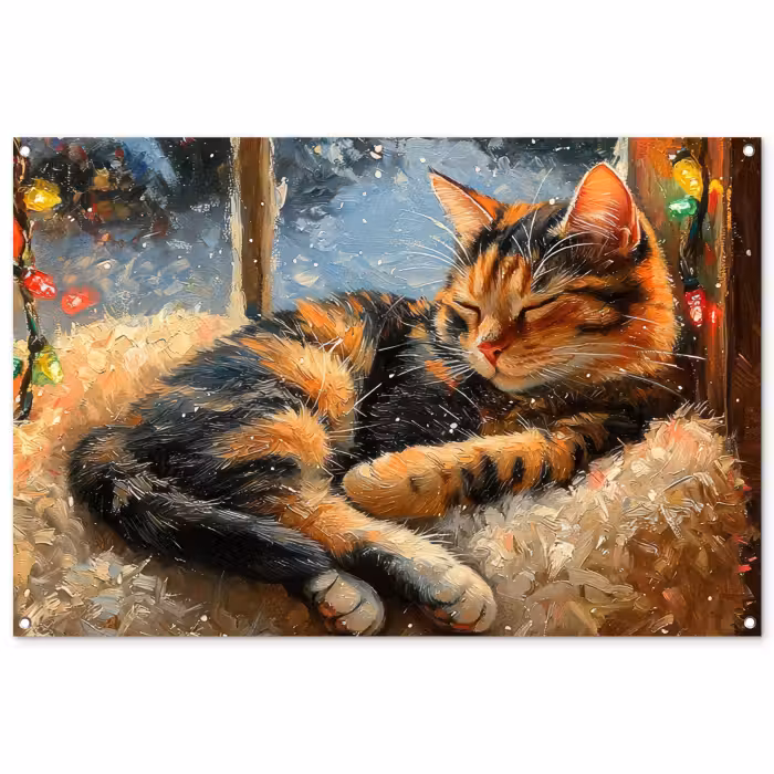 Tuinposter - Kat - Kerst - Winter - Dier