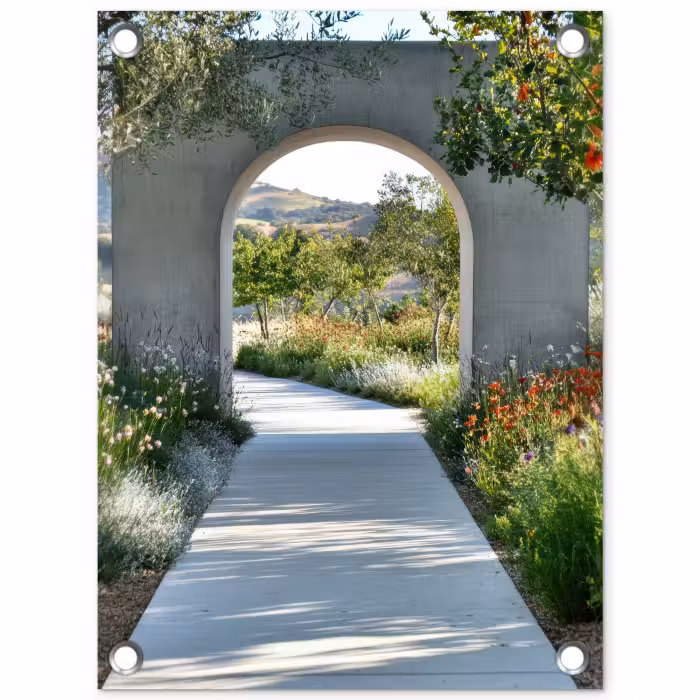 Tuinposter - Doorkijk - Pad - Beton - Landschap