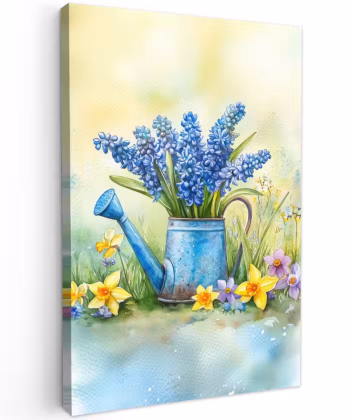 Buiten canvas - Gieter - Lavendel - Bloesems
