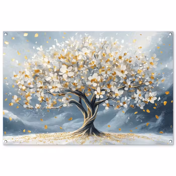 Tuinposter - Boom - Winter - Levensboom - Modern - Goud