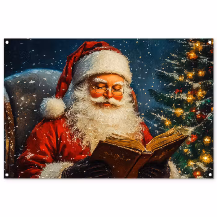 Tuinposter - Kerstman - Kerst - Winter - Kerstboom