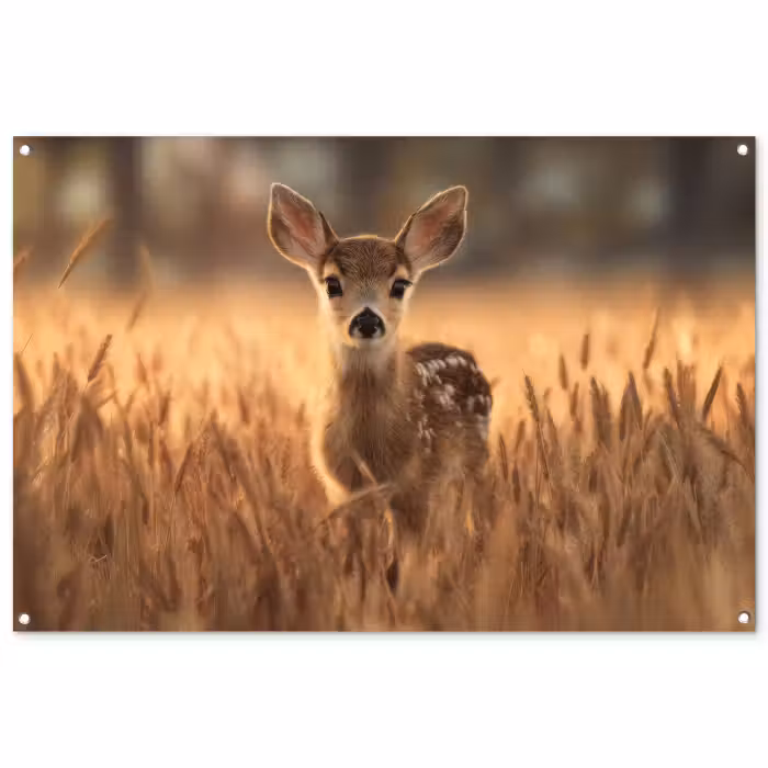 Tuinposter - Hert - Graanveld - Bruin