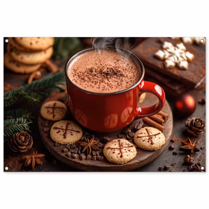 Tuinposter - Chocolademelk - Mok - Winter - Kerst - Gezelligheid