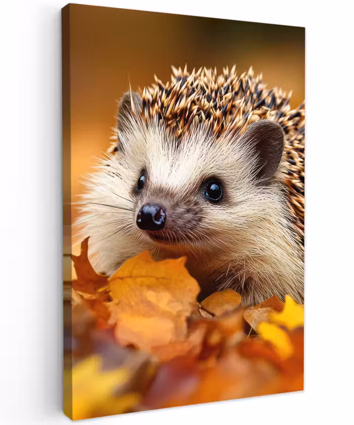 Buiten canvas - Egel - Bos - Herfstbladeren - Herfst - Bosdieren - Natuur