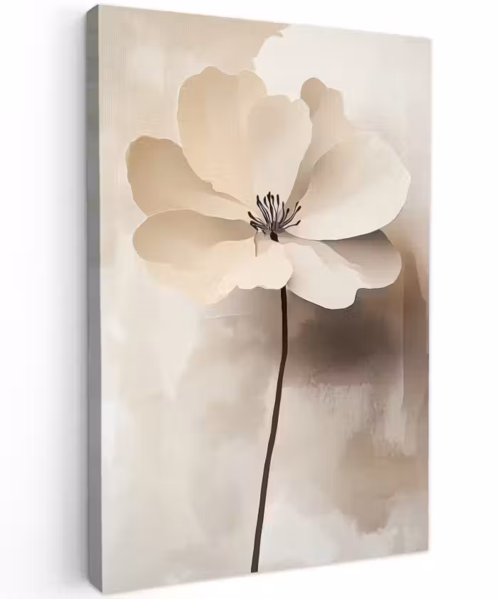 Buiten canvas - Bloem - Beige - Verf - Schaduw