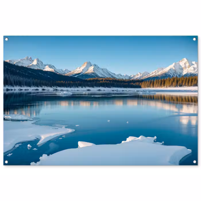 Tuinposter - Landschap - Winter - Meer - Bergen - Uitzicht - IJs