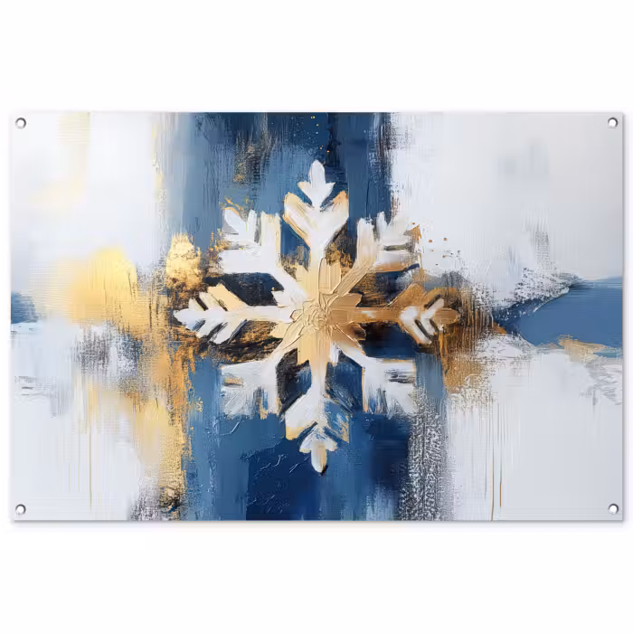 Tuinposter - Abstract - Winter - Sneeuwvlok - Sneeuw - Goud