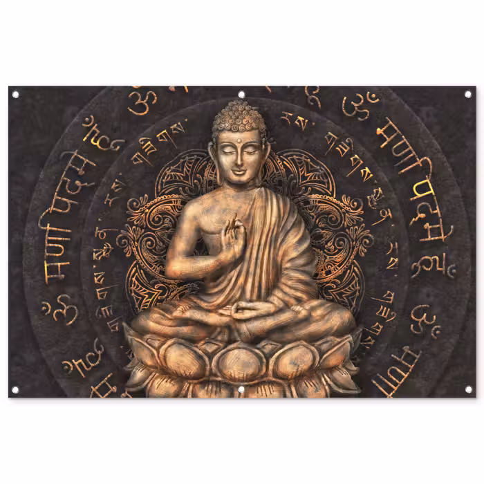 Tuinposter - Boeddha - Mantra - Meditatie - Spiritueel - Koper
