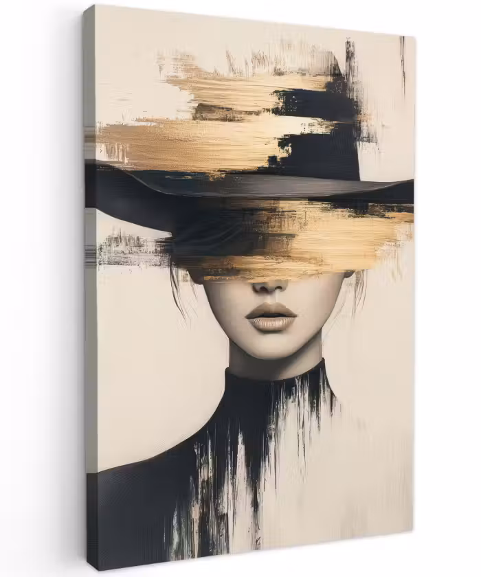 Buiten canvas - Vrouw - Hoed - Verf