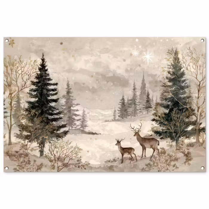 Tuinposter - Bos - Herten - Winter - Sneeuw
