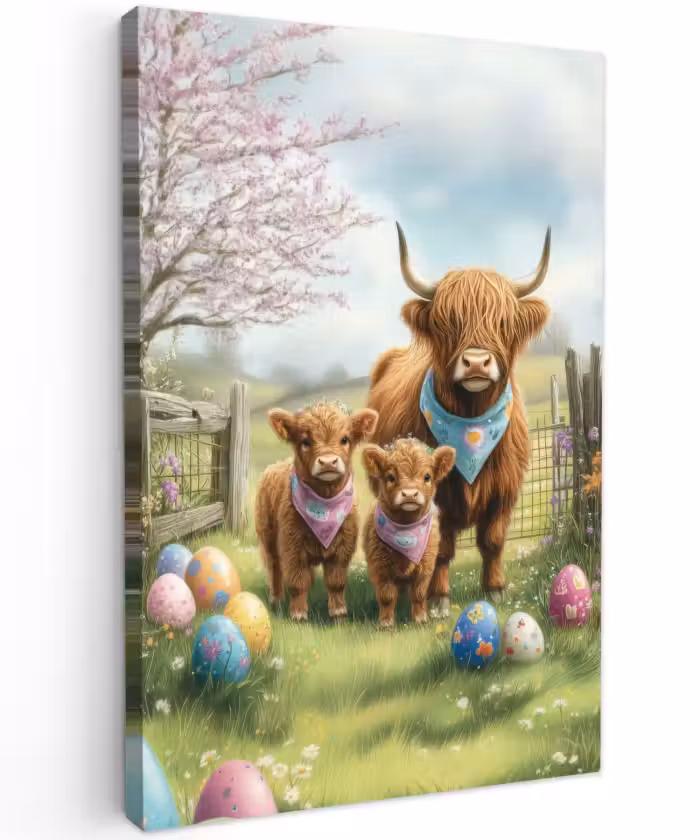 Buiten canvas - Schotsehooglanders - Paaseieren - Lente