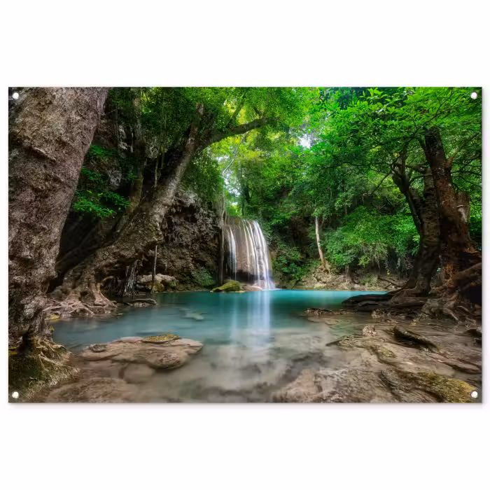 Tuinposter - Jungle - Waterval - Planten - Water - Natuur