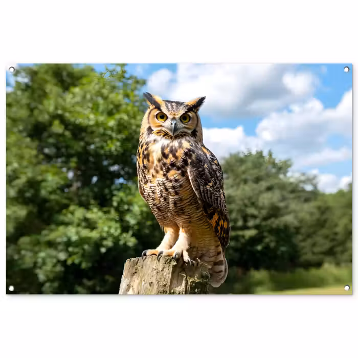 Tuinposter - Uil - Boomstronk - Bos - Lucht