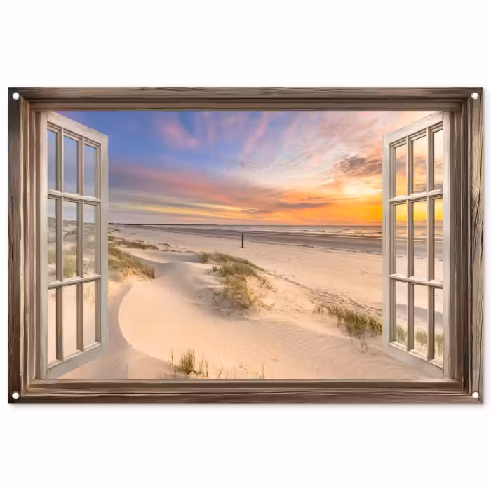 Tuinposter - Doorkijk - Strand - Duinen - Natuur - Landschap