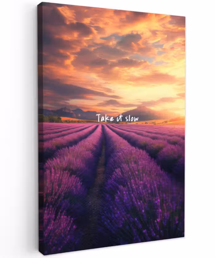 Buiten canvas - Lavendelveld - Quote - Zonsondergang