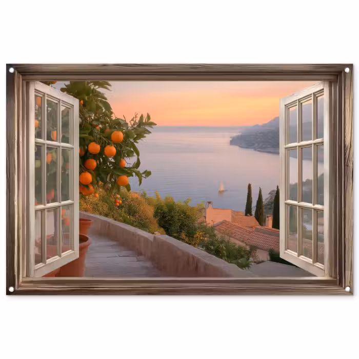 Tuinposter - Doorkijk - Uitzicht - Meer - Landschap