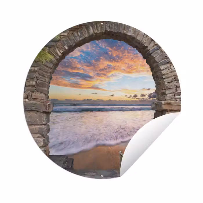 Tuinposter - Avond - Zee - Strand - Doorkijk